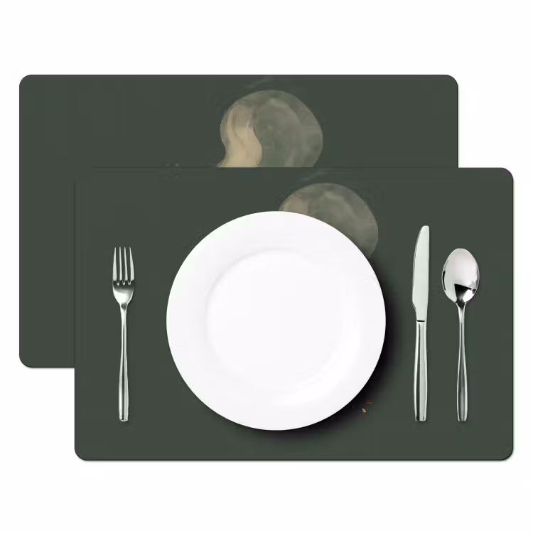 Placemat vinyl - Kop - Bloemen - Groen - Koffie — 2