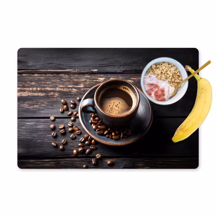 Placemat vinyl - Kop - Koffie - Hout - Bonen — 1