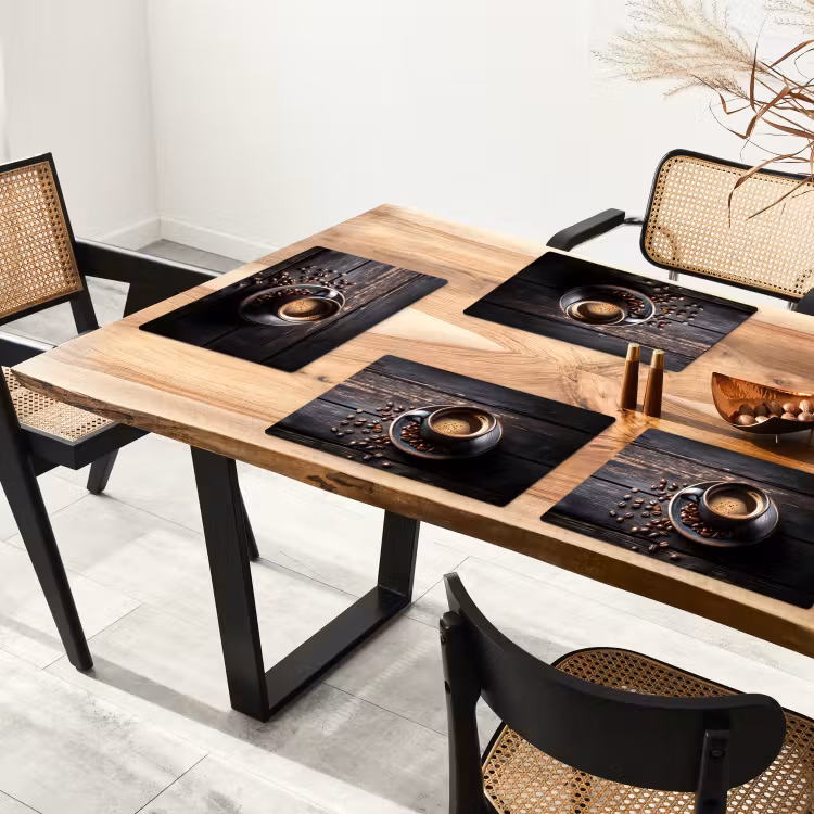 Placemat vinyl - Kop - Koffie - Hout - Bonen — 4