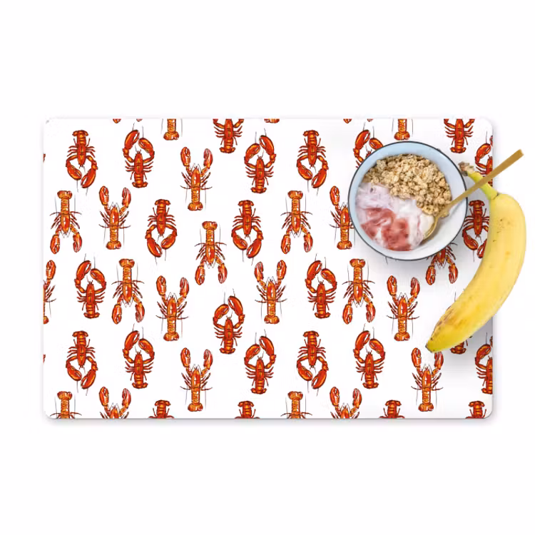 Placemat vinyl - Nostalgisch - Kust - Zee - Kreeft - Rood - Oranje — 1