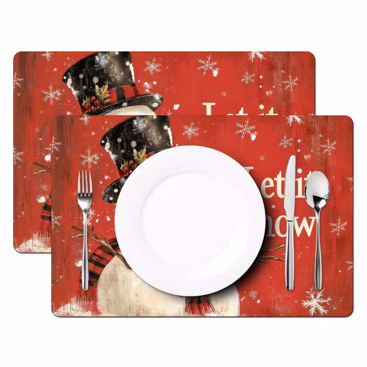Placemat vinyl - Sneeuwpret - Winter - Sneeuwpop — 2