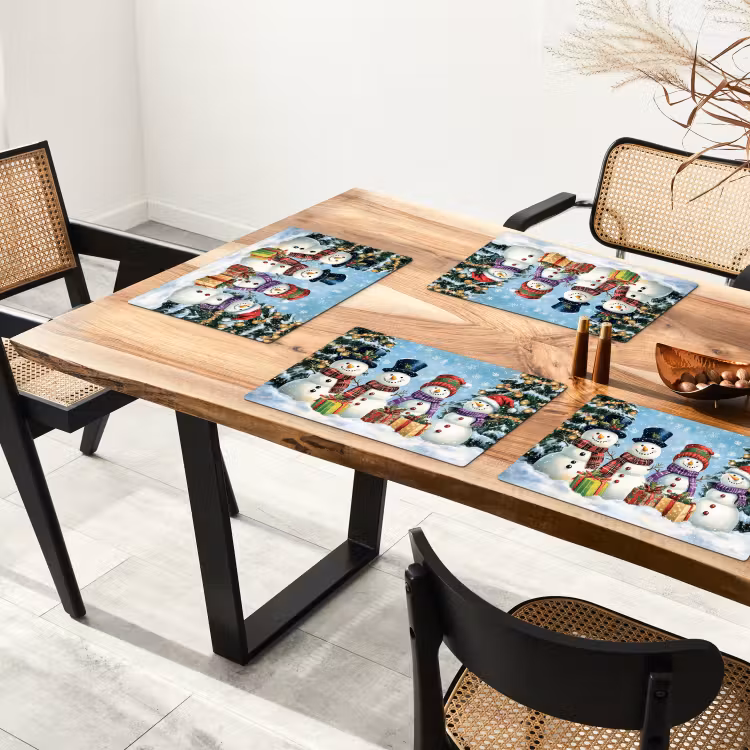 Placemat vinyl - Vrolijk - Sneeuw - Kleurrijk — 4