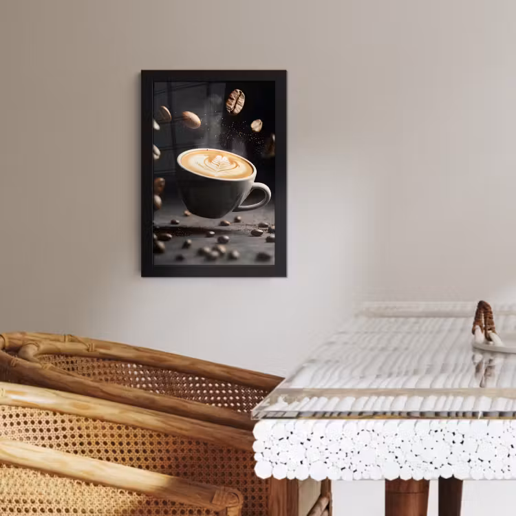 Poster met lijst - Cappuccino - Kop - Bonen - Bruin — 3