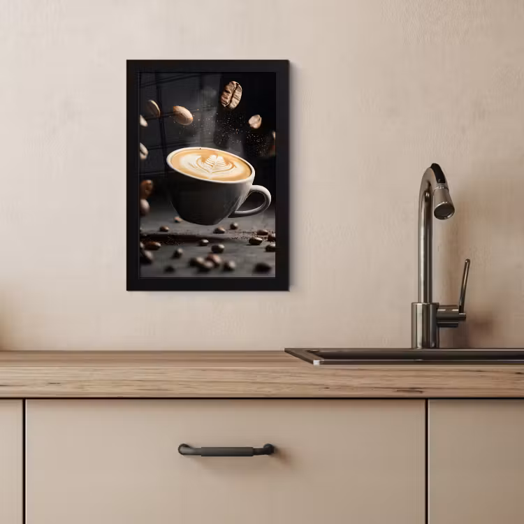 Poster met lijst - Cappuccino - Kop - Bonen - Bruin — 4