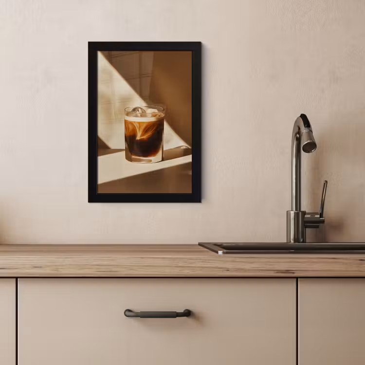 Poster met lijst - Glas - Ijskoffie - Schaduw - Bruin — 3