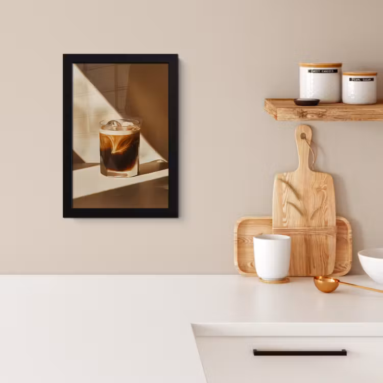 Poster met lijst - Glas - Ijskoffie - Schaduw - Bruin — 4