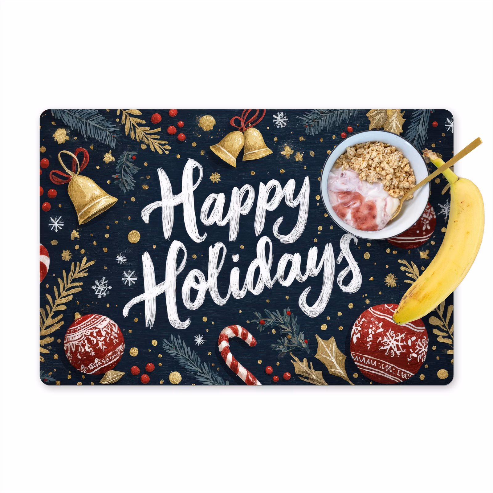 Placemat vinyl - Feestelijk - Kerstgroet - Kleurrijk — 1