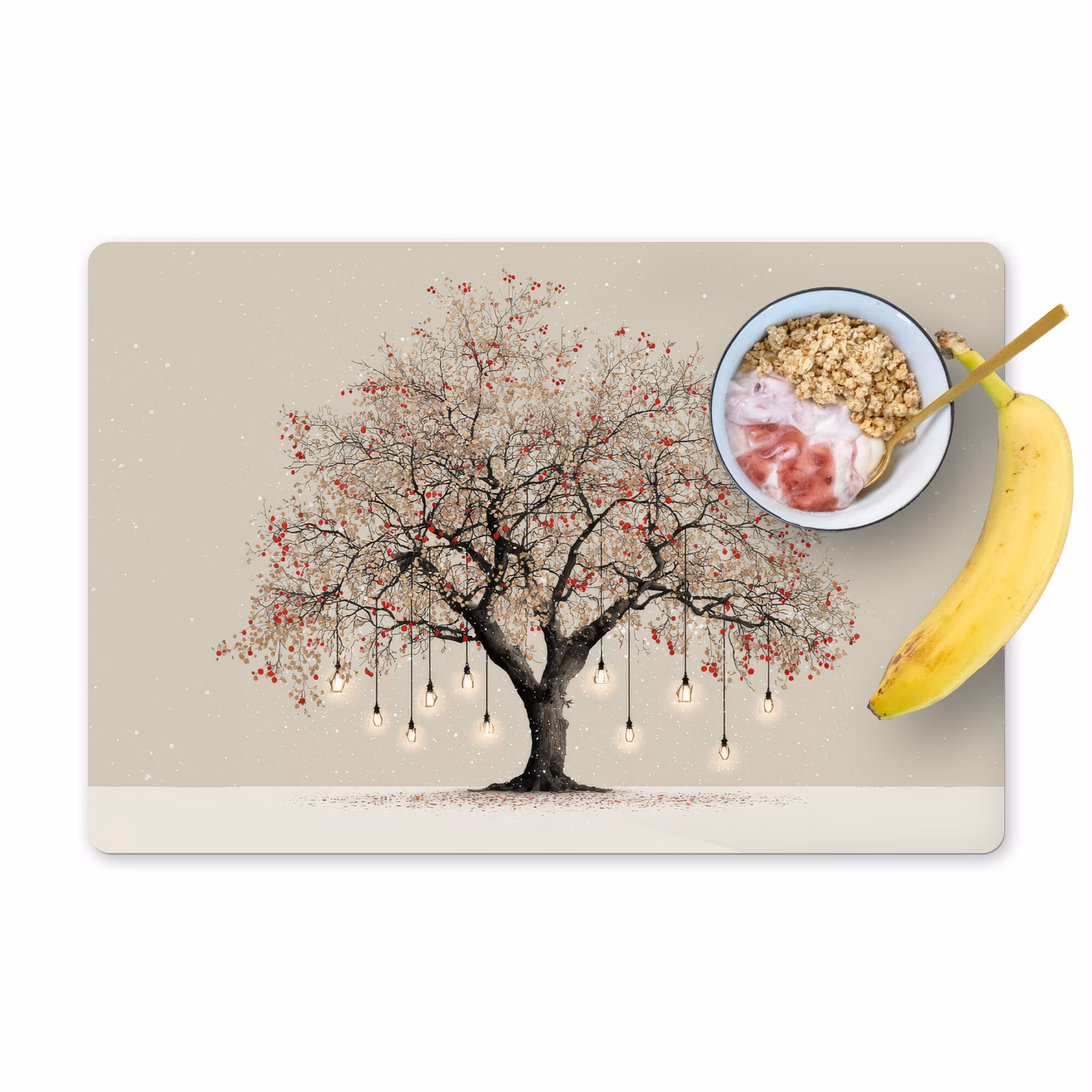 Placemat vinyl - Lichtboom - Winter - Kerst - Meerkleurig — 1