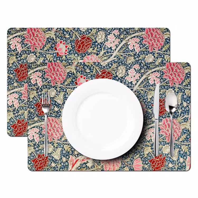Placemat vinyl - Bloemen - Rood - Kerst - Roze — 1