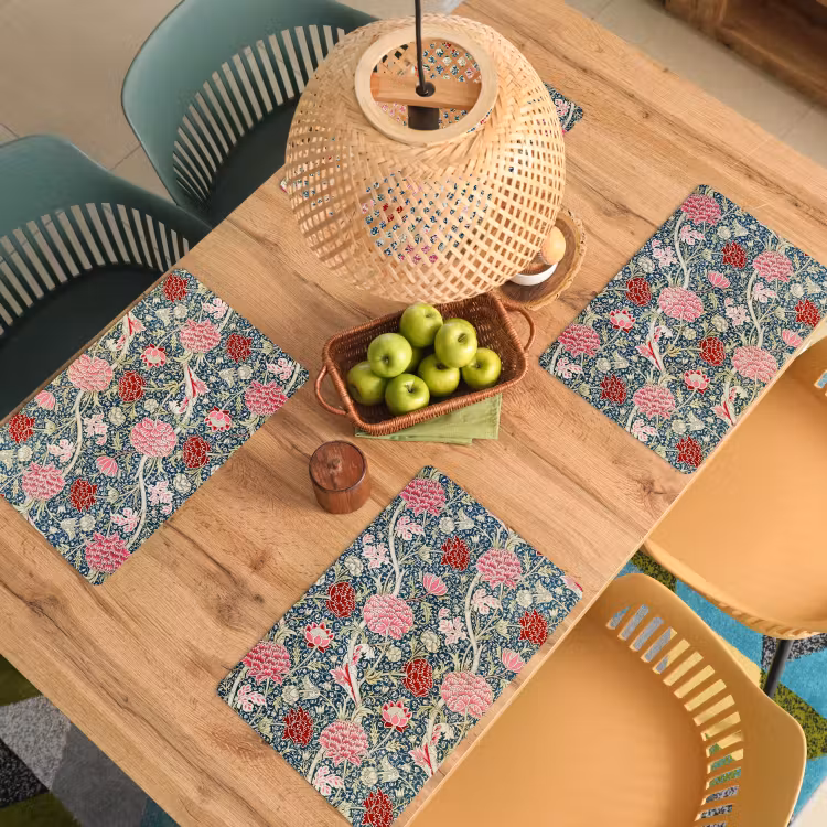 Placemat vinyl - Bloemen - Rood - Kerst - Roze — 2