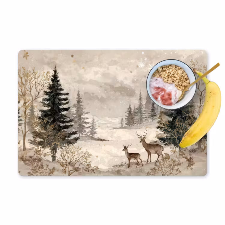 Placemat vinyl - Bos - Herten - Winter - Sneeuw — 1