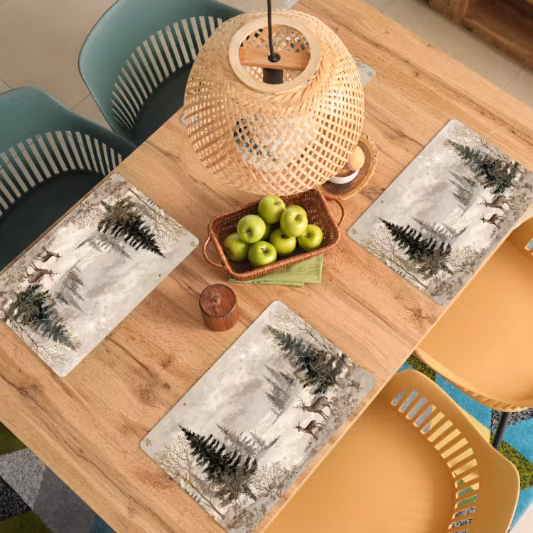Placemat vinyl - Bos - Herten - Winter - Sneeuw — 3