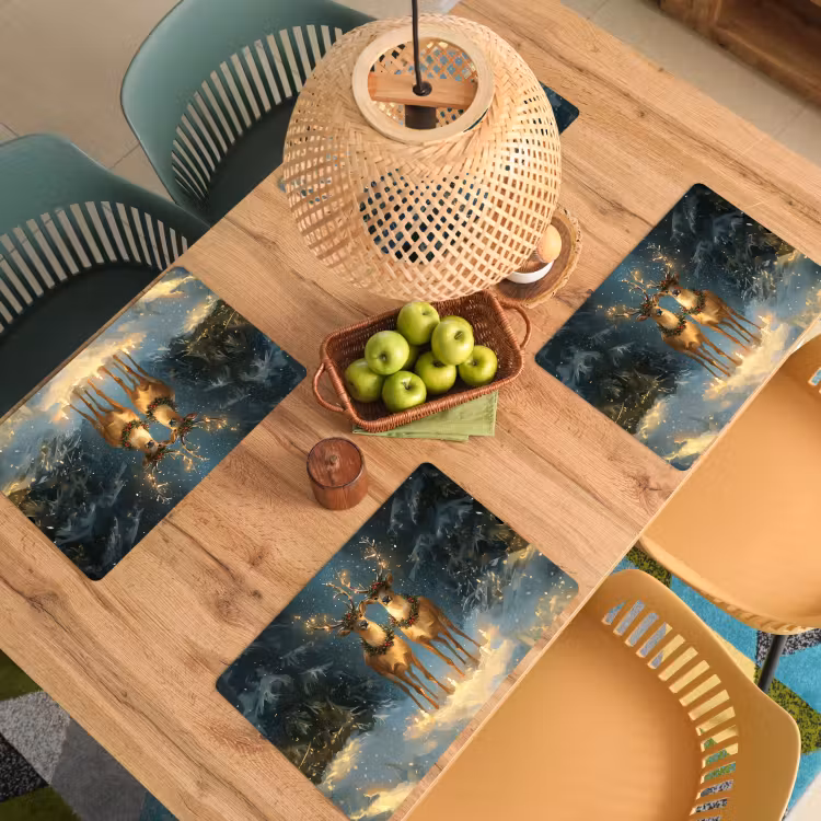 Placemat vinyl - Dennensprookje - Rendier - Nacht — 3