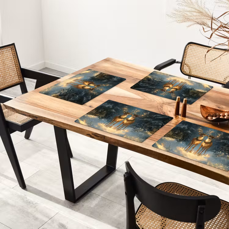 Placemat vinyl - Dennensprookje - Rendier - Nacht — 4