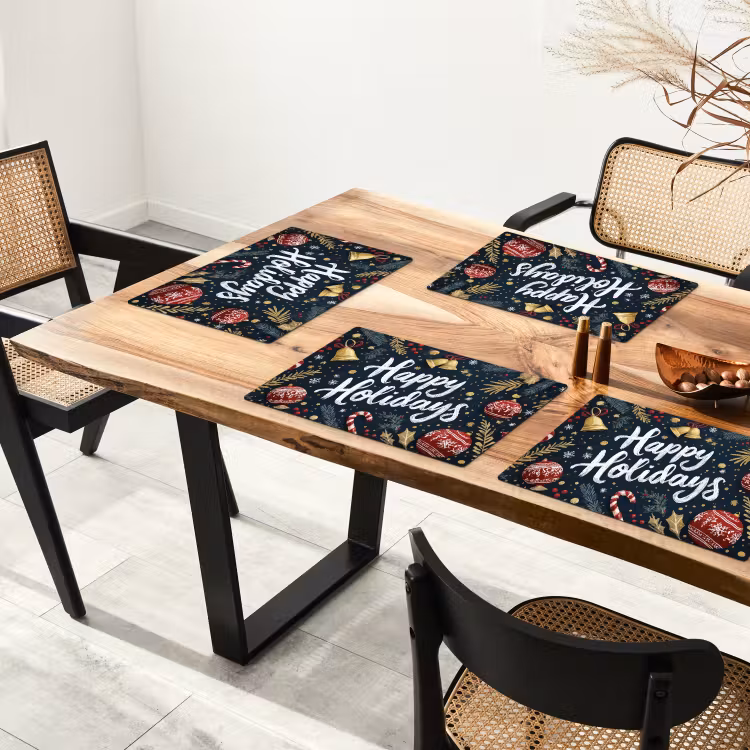 Placemat vinyl - Feestelijk - Kerstgroet - Kleurrijk — 4