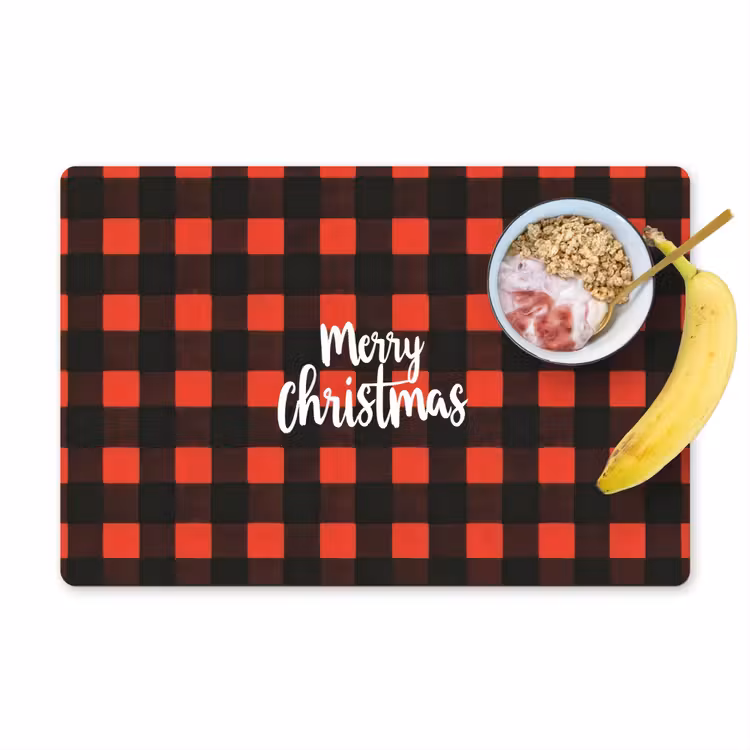 Placemat vinyl - Geruit - Rood - Tekst - Christmas — 1