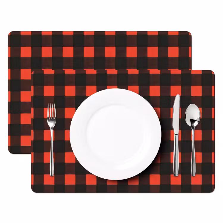 Placemat vinyl - Geruit - Rood - Tekst - Christmas — 2