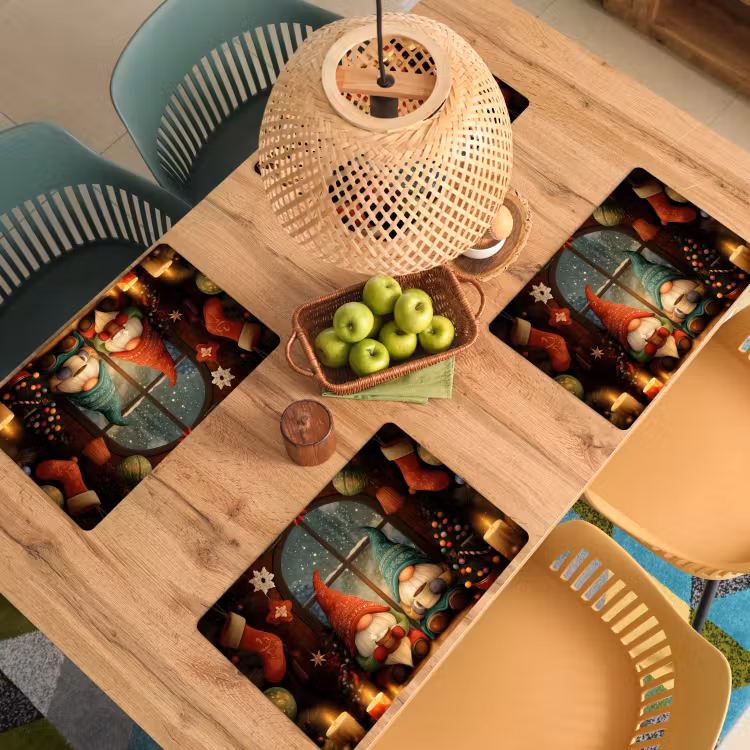 Placemat vinyl - Gnooms - Kerst - Raam - Kleurrijk — 3
