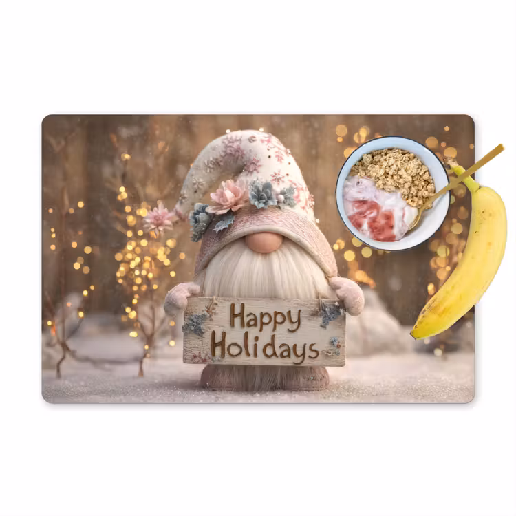Placemat vinyl - Kerst - Gnome - Bord - Kleurrijk — 1