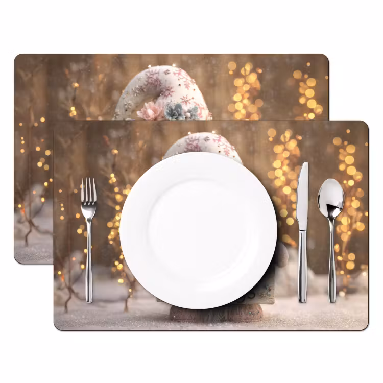 Placemat vinyl - Kerst - Gnome - Bord - Kleurrijk — 2