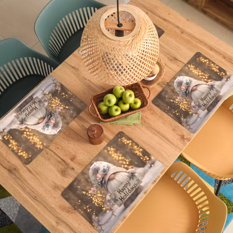 Placemat vinyl - Kerst - Gnome - Bord - Kleurrijk — 3