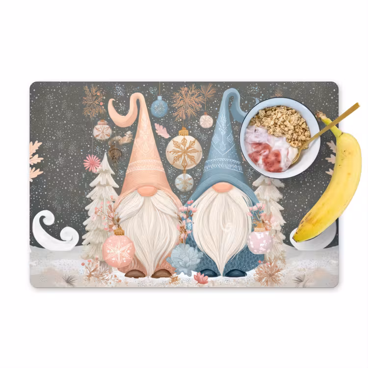 Placemat vinyl - Kerst - Gnomen - Pastel — 1