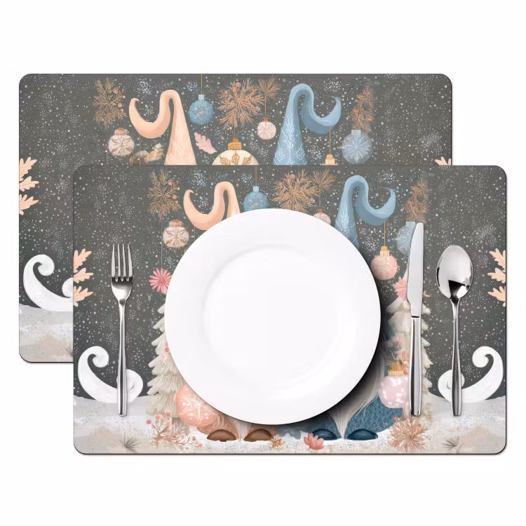 Placemat vinyl - Kerst - Gnomen - Pastel — 2