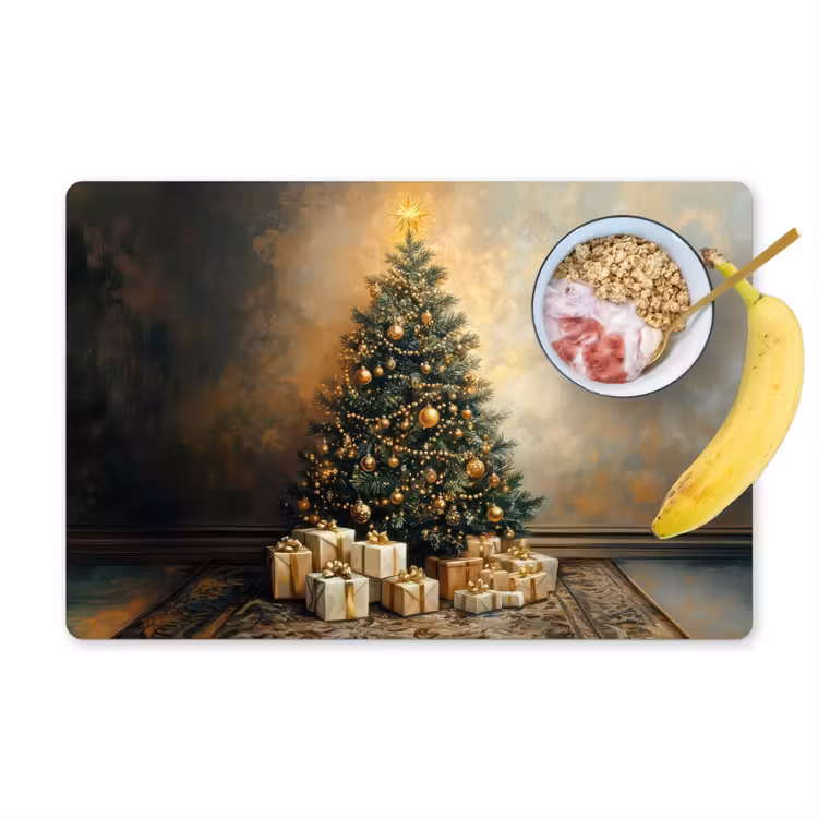 Placemat vinyl - Kerstboom - Cadeaus - Goud — 1