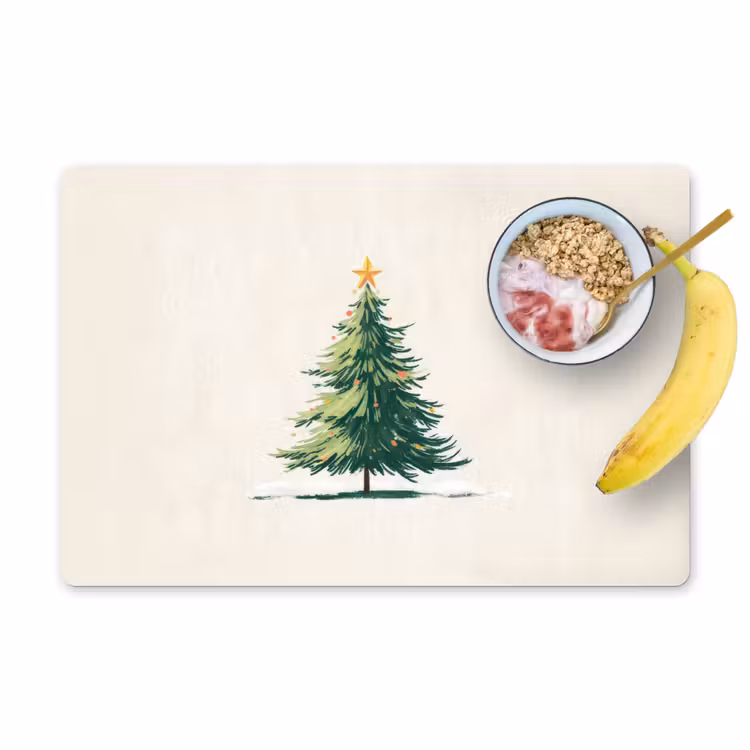 Placemat vinyl - Kerstboom - Illustratie - Ster - Sneeuw — 1