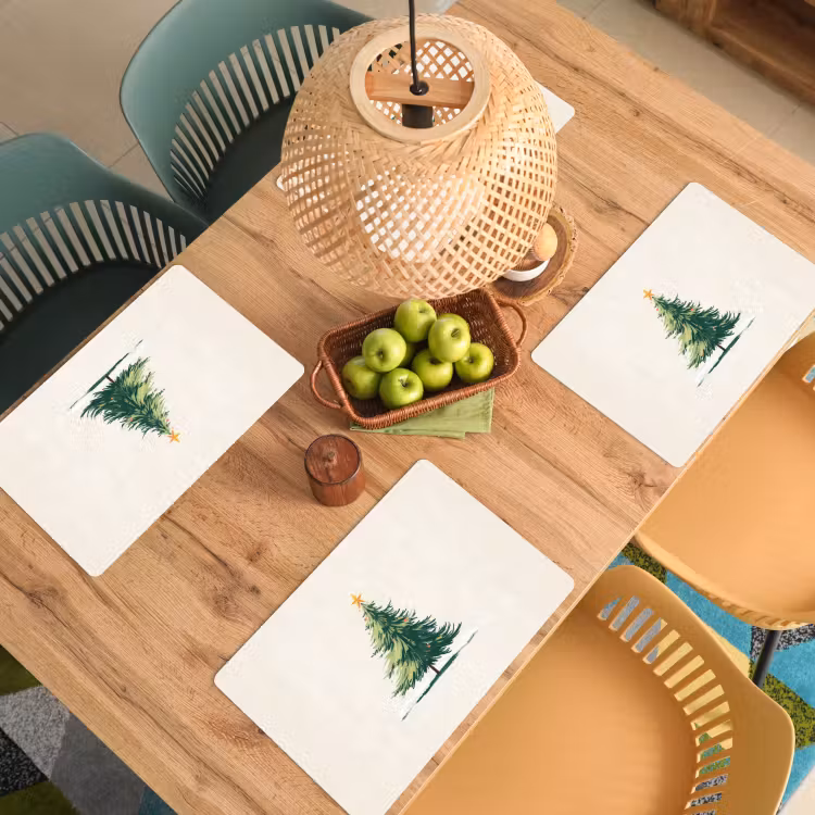 Placemat vinyl - Kerstboom - Illustratie - Ster - Sneeuw — 3