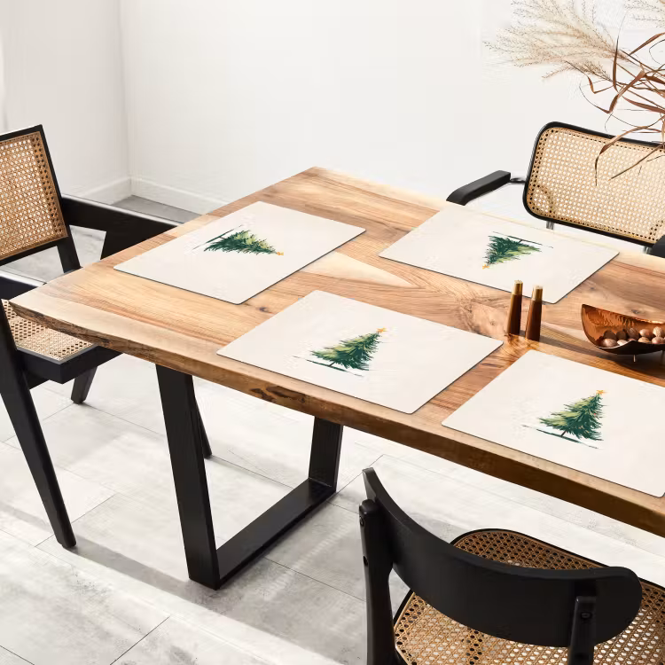 Placemat vinyl - Kerstboom - Illustratie - Ster - Sneeuw — 4