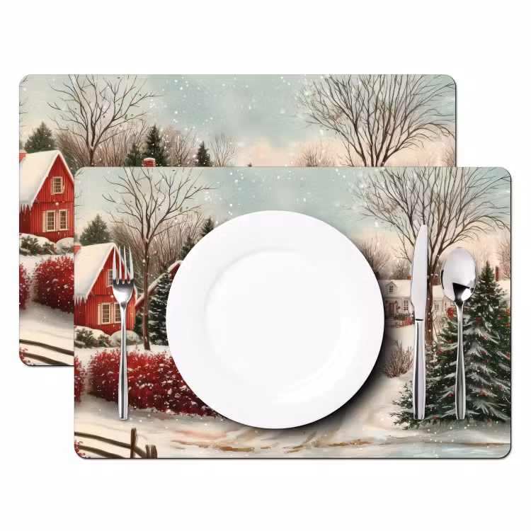 Placemat vinyl - Kerstsfeer - Landelijk - Rood — 2