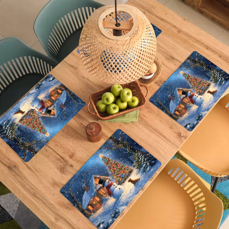 Placemat vinyl - Kerstwonder - Winteravond - Kleurrijk — 3