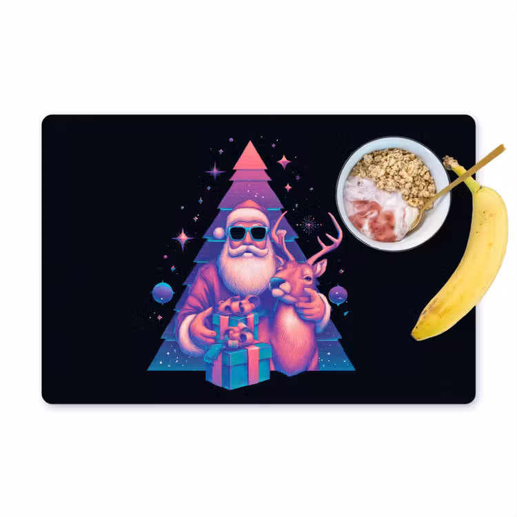 Placemat - 6 stuks - Retro - Kerstman - Rendieren - Kerstboom — 1