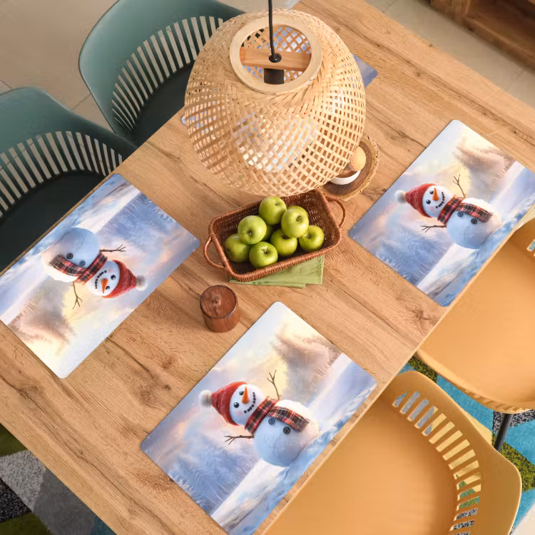 Placemat vinyl - Sneeuwpop - Zonsondergang - Wit — 3