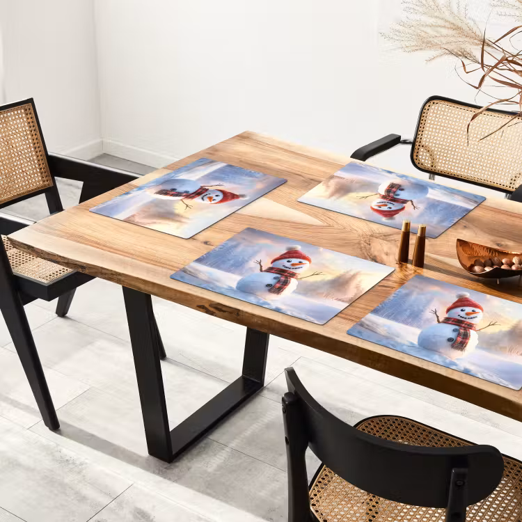 Placemat vinyl - Sneeuwpop - Zonsondergang - Wit — 4