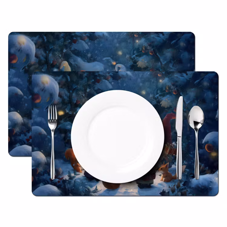 Placemat vinyl - Winter - Gnooms - Eekhoorns - Meerkleurig — 2