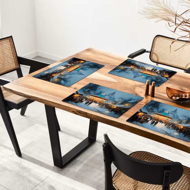 Placemat vinyl - Winterkermis - Dorp - Kleurrijk — 4