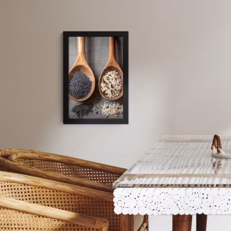 Poster met lijst - Houten - Lepels - Rijst - Zaden — 2