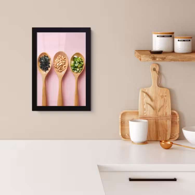 Poster met lijst - Ingrediënten - Lepels - Hout - Roze — 4