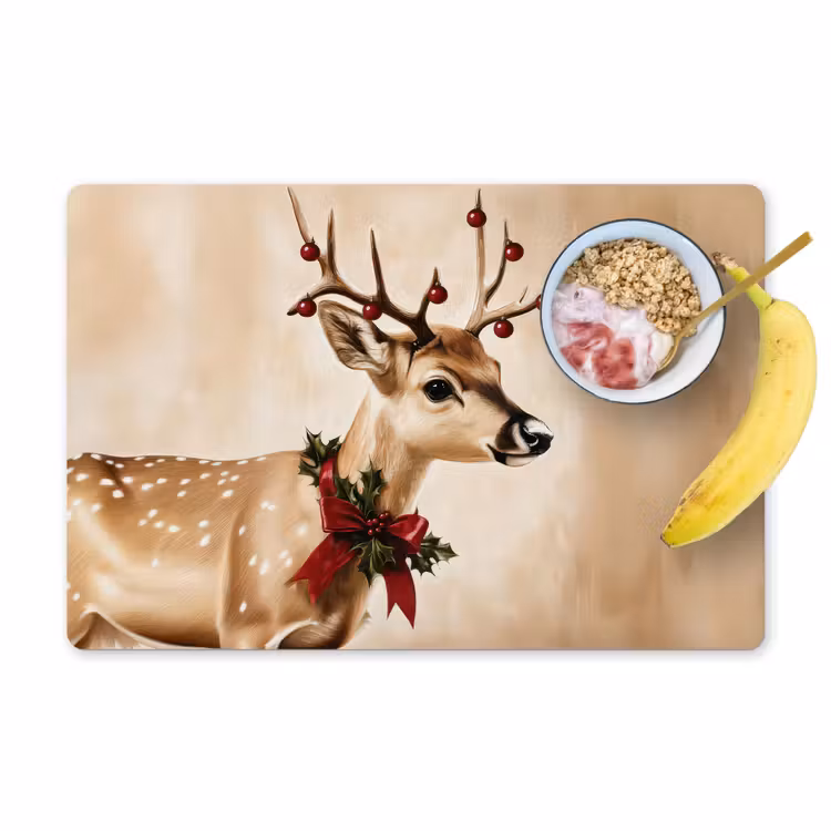 Placemat vinyl - Gewei - Kerst - Rendier - Rood — 1