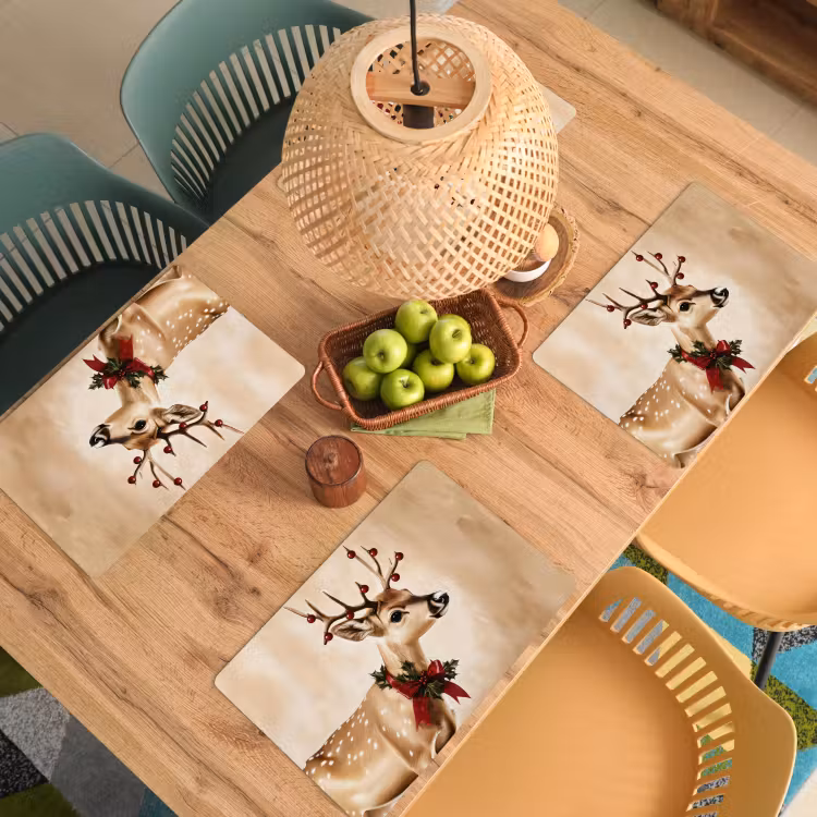 Placemat vinyl - Gewei - Kerst - Rendier - Rood — 3