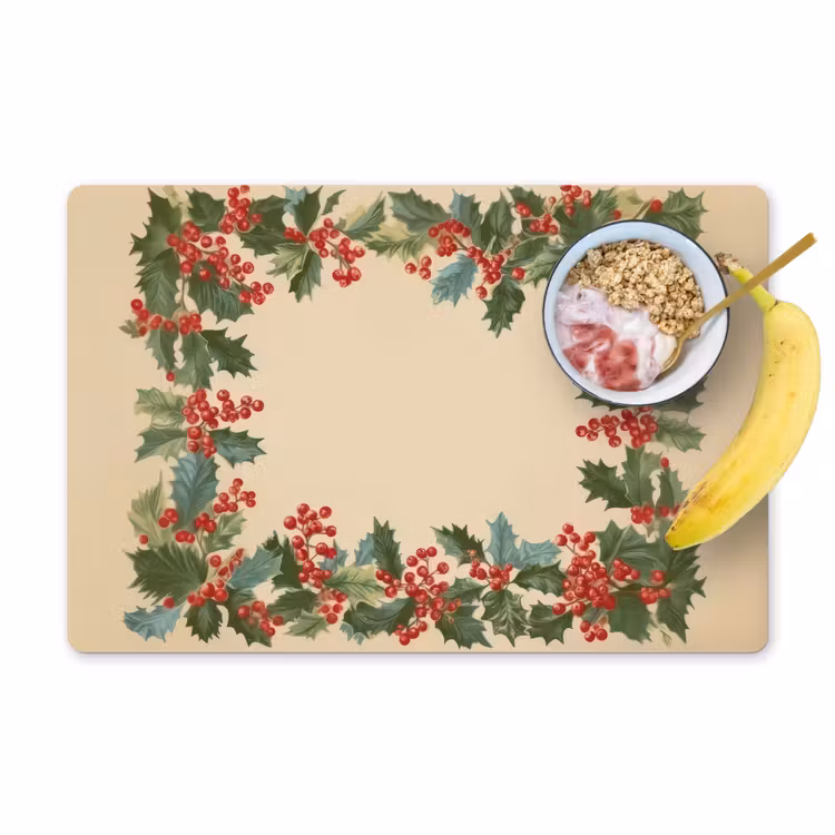 Placemat vinyl - Hulstrand - Bessen - Beige — 1