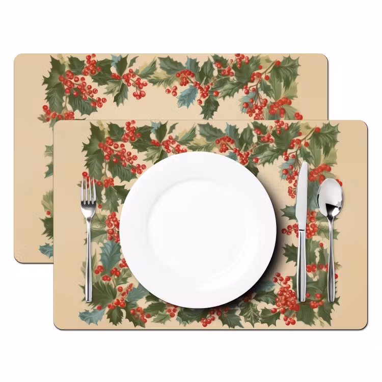 Placemat vinyl - Hulstrand - Bessen - Beige — 2