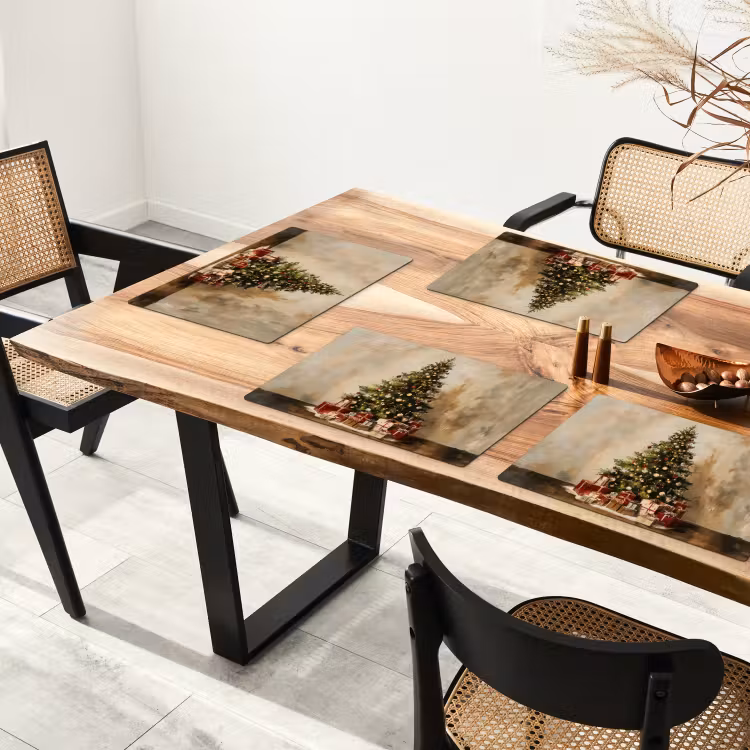Placemat vinyl - Kerstboom - Versierd - Kleurrijk — 4