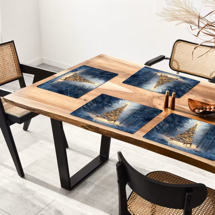 Placemat vinyl - Kerstlicht - Woud - Hert - Donker — 4