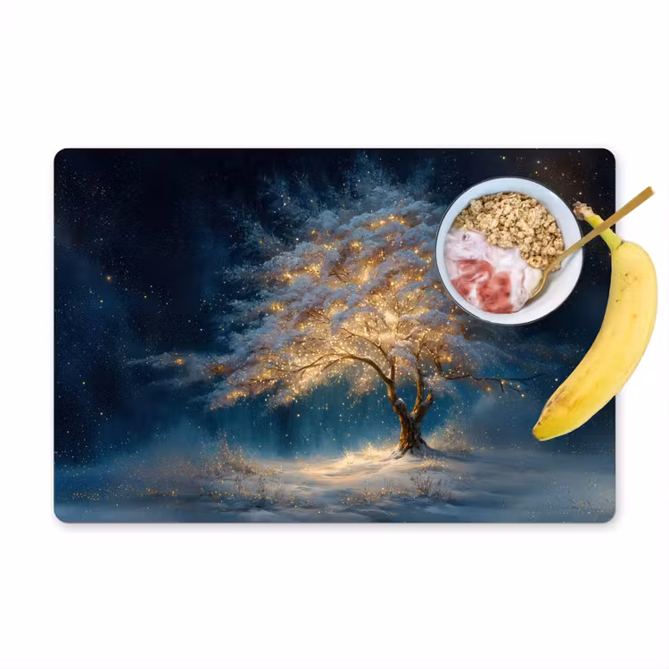Placemat vinyl - Levensboom - Nacht - Donker - Blauw — 1
