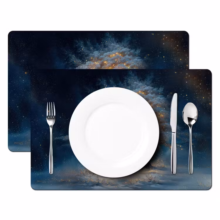 Placemat vinyl - Levensboom - Nacht - Donker - Blauw — 2