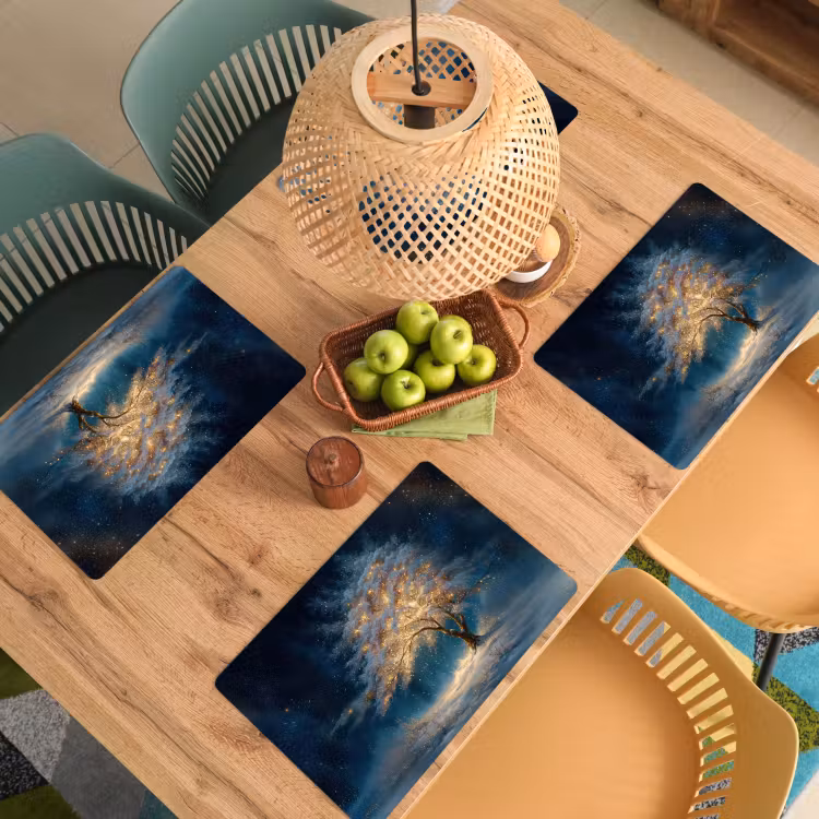 Placemat vinyl - Levensboom - Nacht - Donker - Blauw — 3