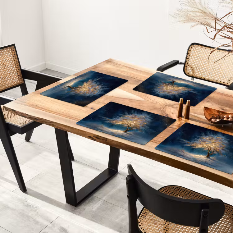 Placemat vinyl - Levensboom - Nacht - Donker - Blauw — 4